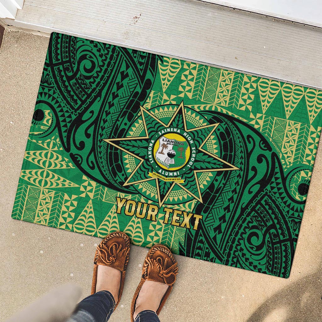Personalised Tonga Saineha High School Rubber Doormat Since 1978 Special Kupesi Pattern LT9 - Polynesian Pride