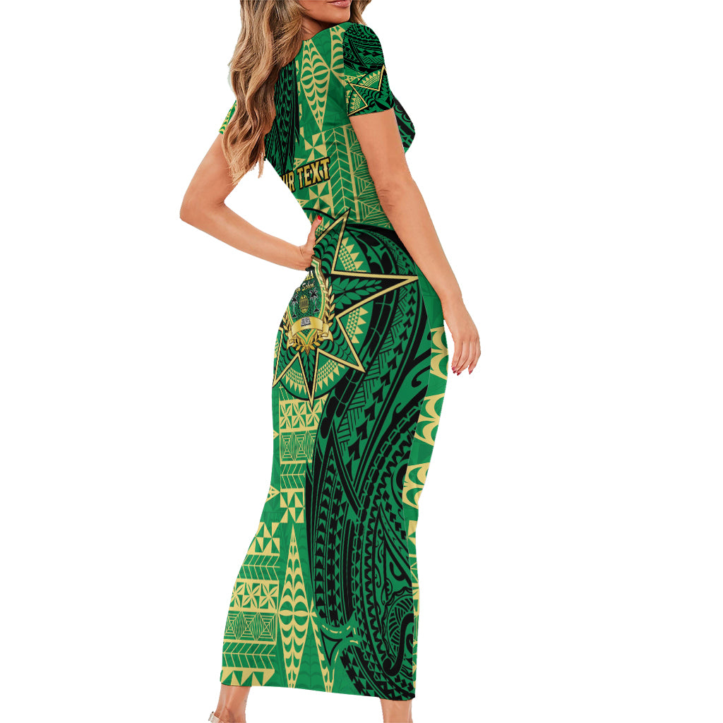 Personalised Tonga Saineha High School Short Sleeve Bodycon Dress Since 1978 Special Kupesi Pattern LT9 - Polynesian Pride