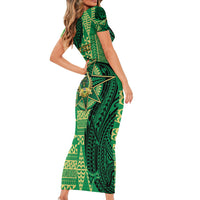 Personalised Tonga Saineha High School Short Sleeve Bodycon Dress Since 1978 Special Kupesi Pattern LT9 - Polynesian Pride