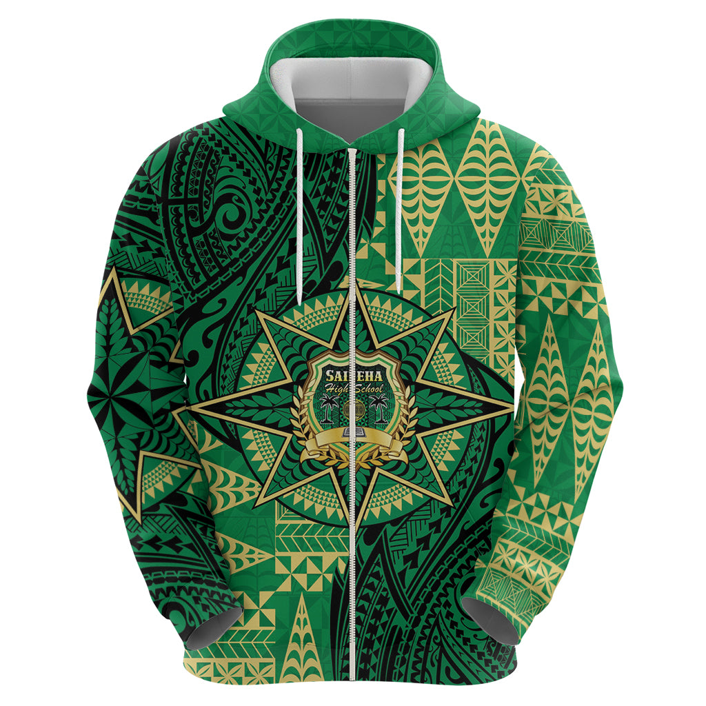 Personalised Tonga Saineha High School Zip Hoodie Since 1978 Special Kupesi Pattern LT9 - Polynesian Pride