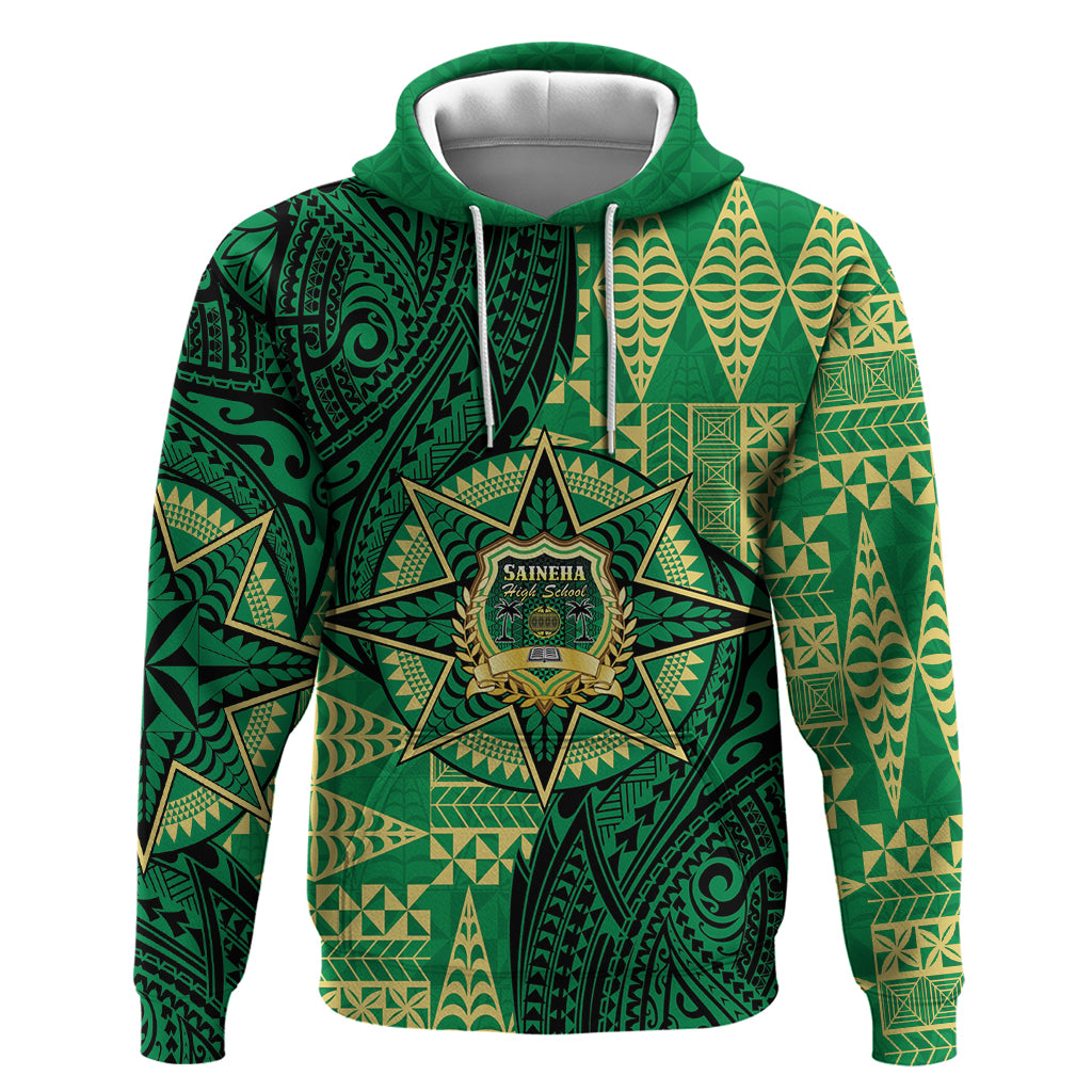 Personalised Tonga Saineha High School Zip Hoodie Since 1978 Special Kupesi Pattern LT9 Pullover Hoodie Green - Polynesian Pride