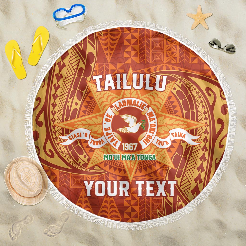 Personalised Tonga Tailulu College Beach Blanket Since 1967 Special Kupesi Pattern Version 1 LT9 One Size 150cm Gold - Polynesian Pride
