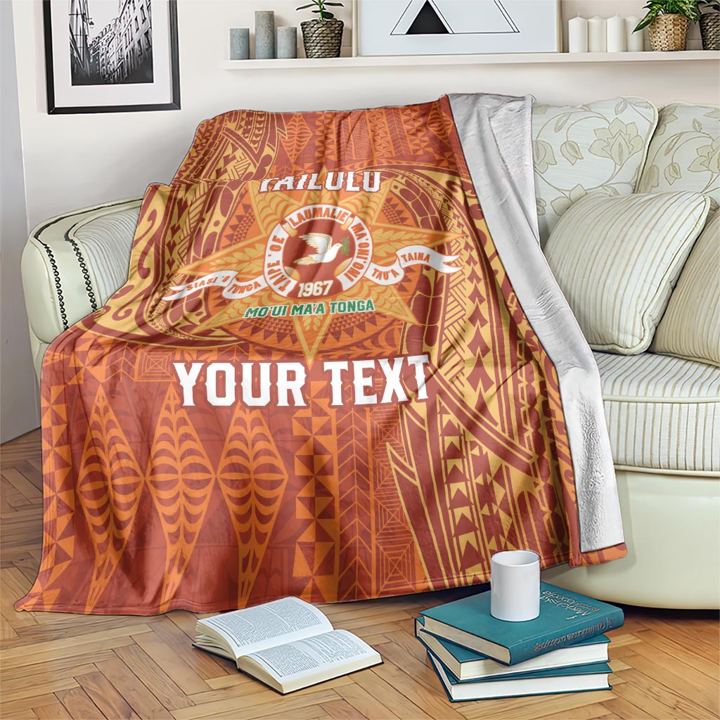 Personalised Tonga Tailulu College Blanket Since 1967 Special Kupesi Pattern Version 1 LT9 Gold - Polynesian Pride