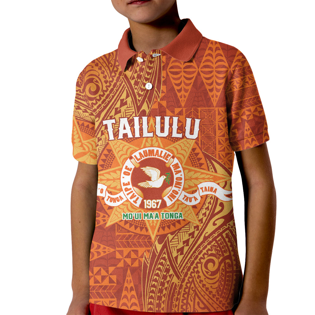 Personalised Tonga Tailulu College Kid Polo Shirt Since 1967 Special Kupesi Pattern Version 1 LT9 Kid Gold - Polynesian Pride