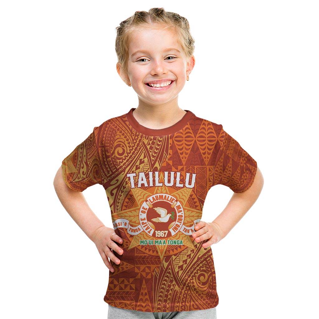 Personalised Tonga Tailulu College Kid T Shirt Since 1967 Special Kupesi Pattern Version 1 LT9 Gold - Polynesian Pride
