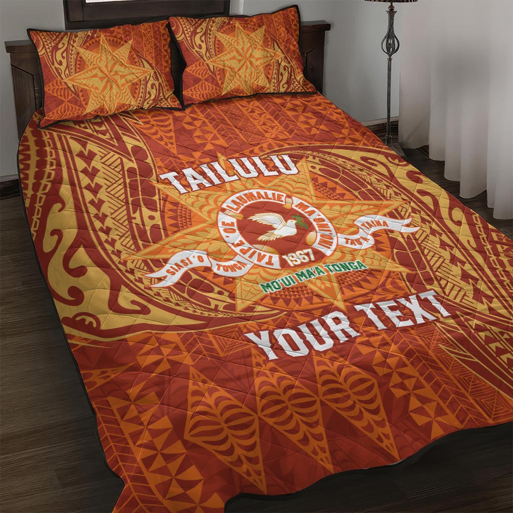 Personalised Tonga Tailulu College Quilt Bed Set Since 1967 Special Kupesi Pattern Version 1 LT9 Gold - Polynesian Pride