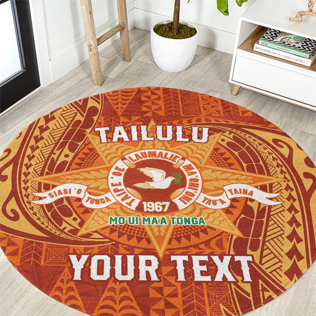 Personalised Tonga Tailulu College Round Carpet Since 1967 Special Kupesi Pattern Version 1 LT9 Gold - Polynesian Pride