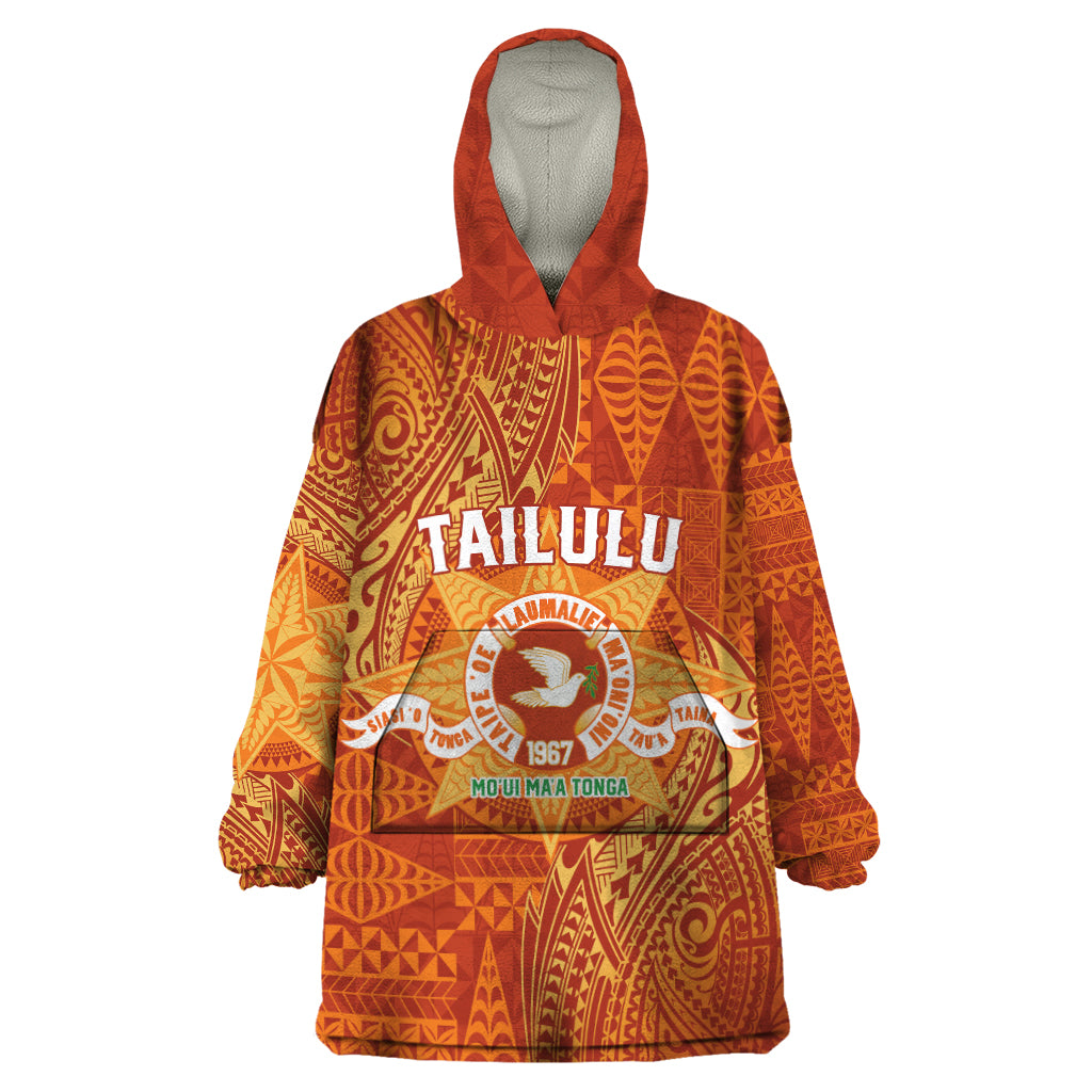 Personalised Tonga Tailulu College Wearable Blanket Hoodie Since 1967 Special Kupesi Pattern Version 1 LT9 One Size Gold - Polynesian Pride