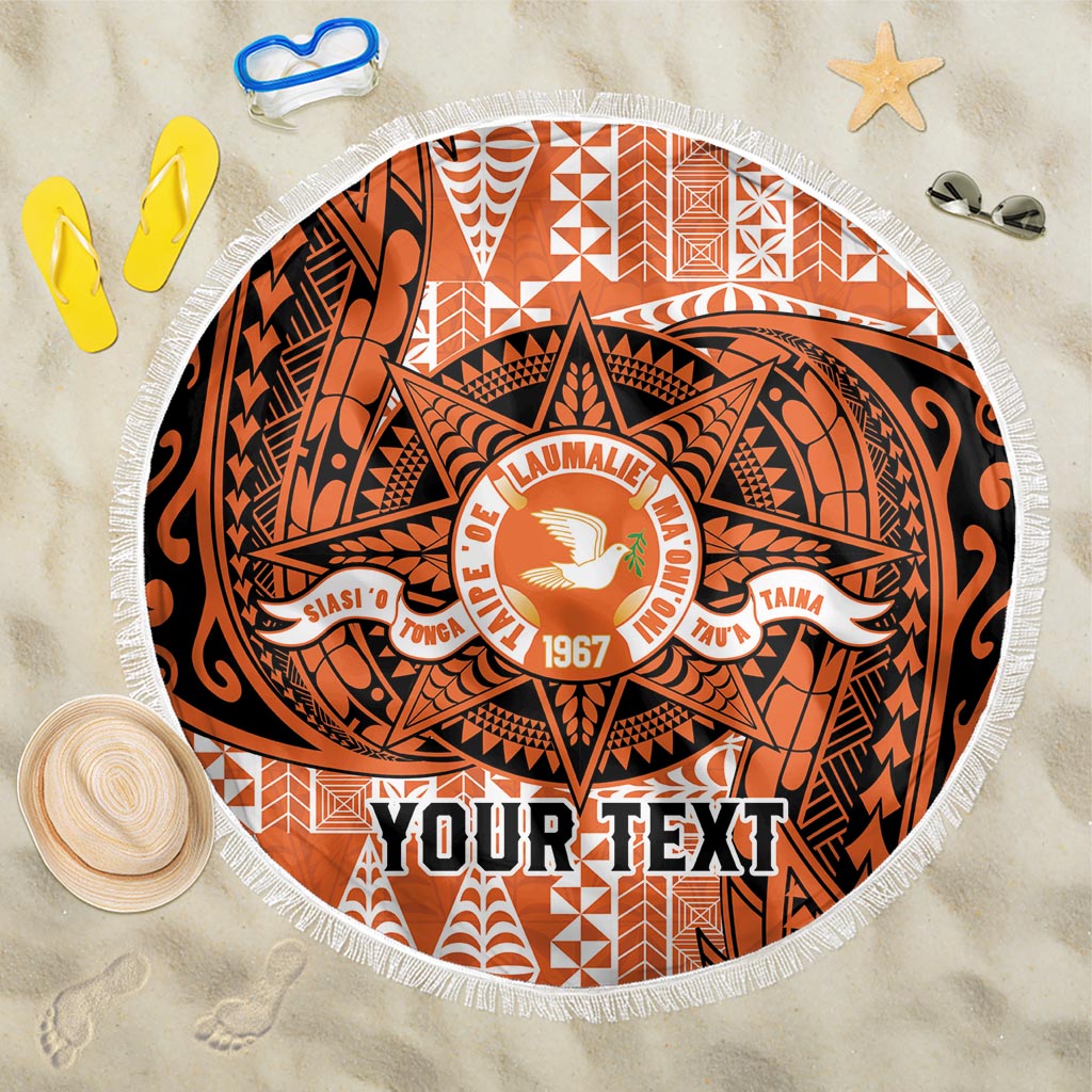 Personalised Tonga Tailulu College Beach Blanket Since 1967 Special Kupesi Pattern Version 2 LT9 One Size 150cm Black - Polynesian Pride
