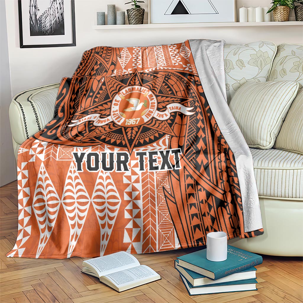 Personalised Tonga Tailulu College Blanket Since 1967 Special Kupesi Pattern Version 2 LT9 Black - Polynesian Pride