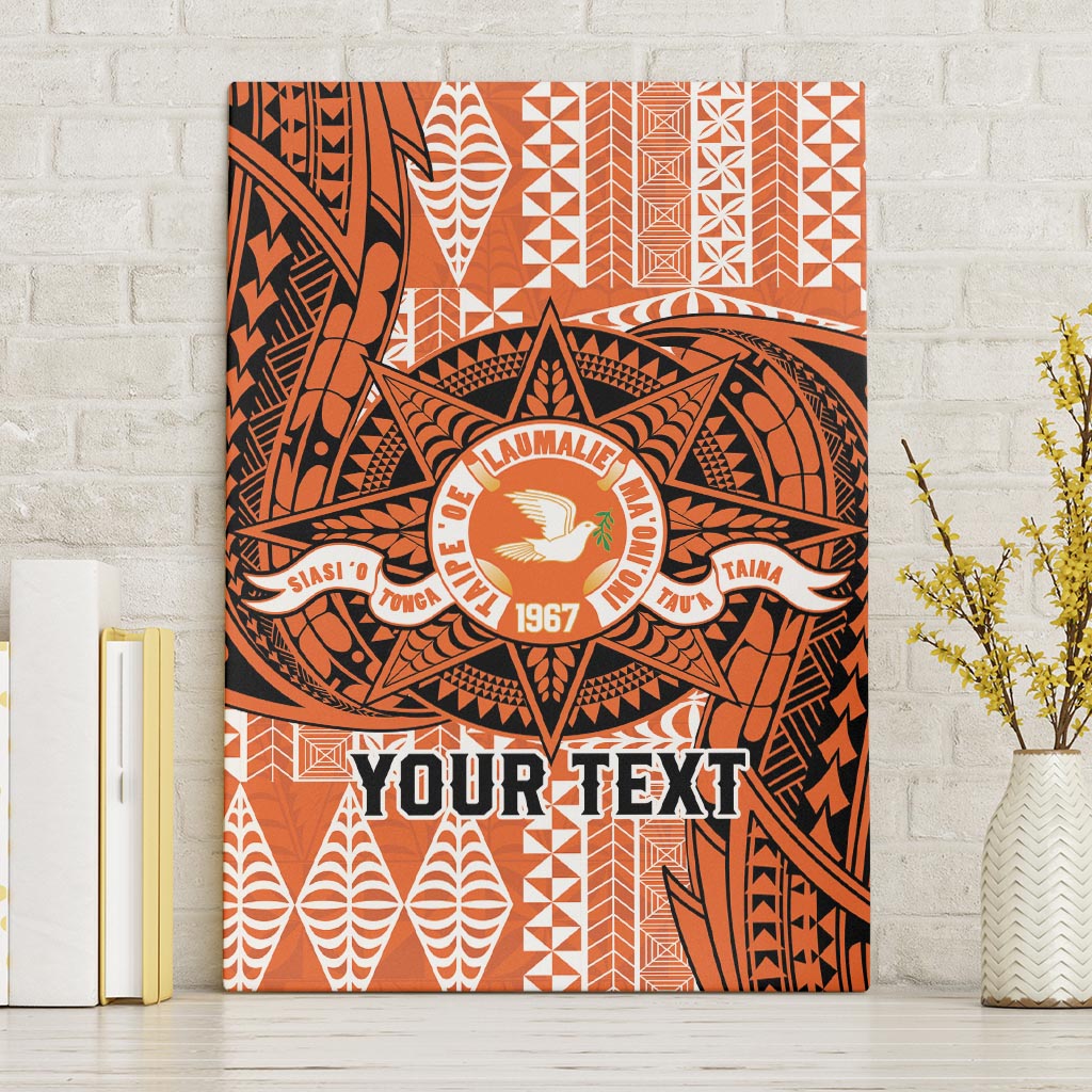 Personalised Tonga Tailulu College Canvas Wall Art Since 1967 Special Kupesi Pattern Version 2 LT9 Without Frame Black - Polynesian Pride