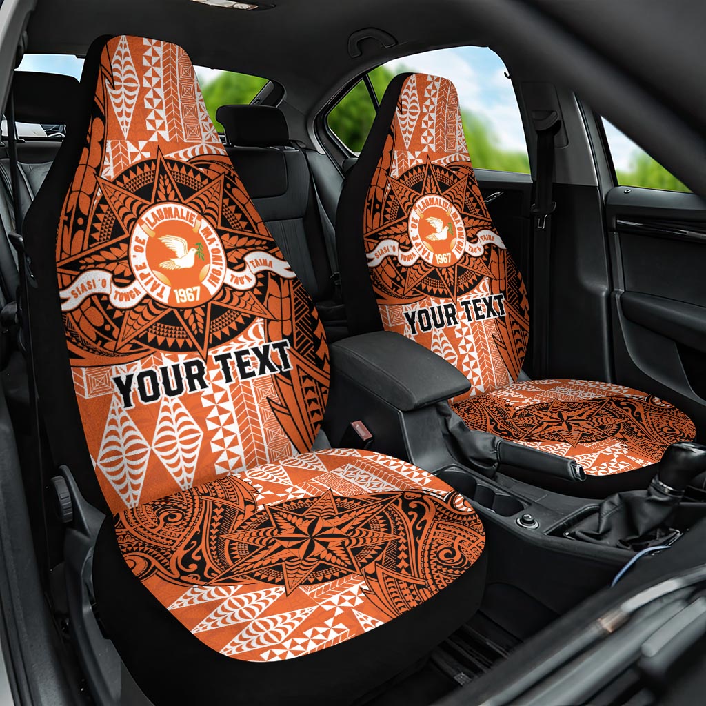 Personalised Tonga Tailulu College Car Seat Cover Since 1967 Special Kupesi Pattern Version 2 LT9 One Size Black - Polynesian Pride