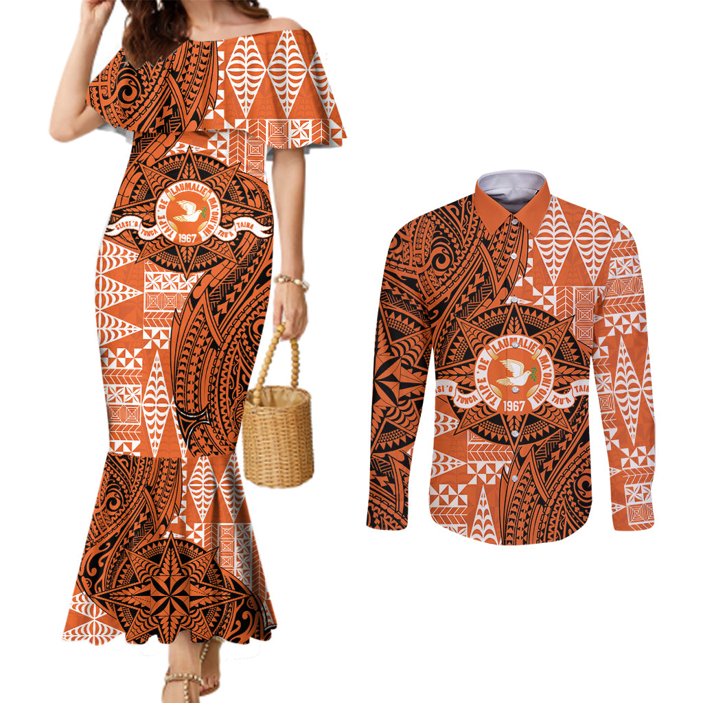 Personalised Tonga Tailulu College Couples Matching Mermaid Dress and Long Sleeve Button Shirt Since 1967 Special Kupesi Pattern Version 2