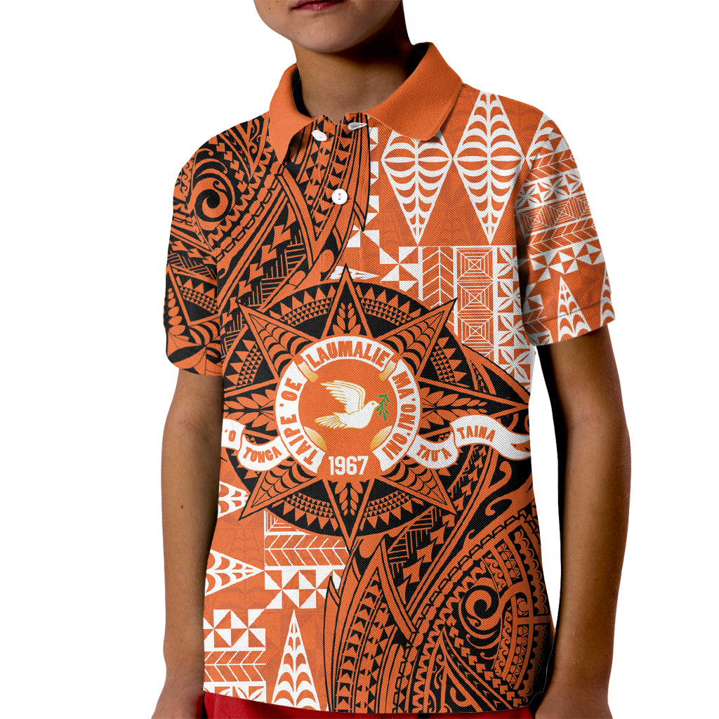 Personalised Tonga Tailulu College Kid Polo Shirt Since 1967 Special Kupesi Pattern Version 2 LT9 Kid Black - Polynesian Pride
