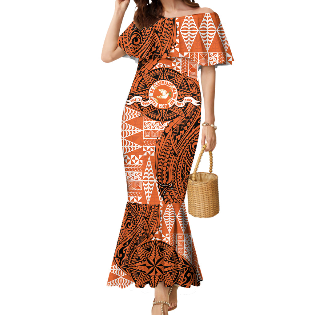 Personalised Tonga Tailulu College Mermaid Dress Since 1967 Special Kupesi Pattern Version 2 LT9 Women Black - Polynesian Pride