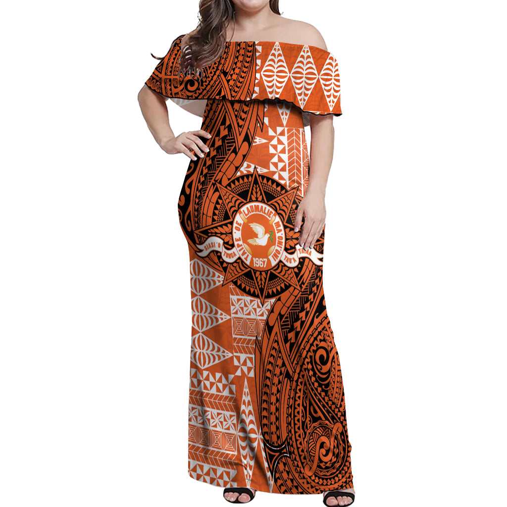 Personalised Tonga Tailulu College Off Shoulder Maxi Dress Since 1967 Special Kupesi Pattern Version 2