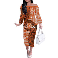Personalised Tonga Tailulu College Off The Shoulder Long Sleeve Dress Since 1967 Special Kupesi Pattern Version 2 LT9 Women Black - Polynesian Pride