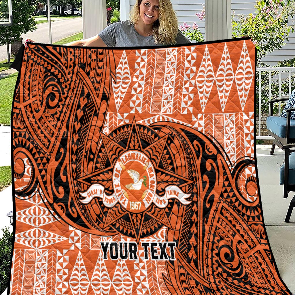 Personalised Tonga Tailulu College Quilt Since 1967 Special Kupesi Pattern Version 2 LT9 Black - Polynesian Pride