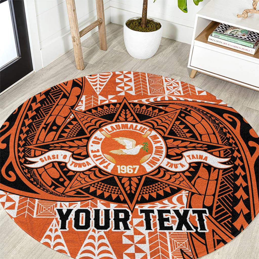 Personalised Tonga Tailulu College Round Carpet Since 1967 Special Kupesi Pattern Version 2 LT9 Black - Polynesian Pride