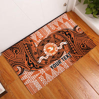Personalised Tonga Tailulu College Rubber Doormat Since 1967 Special Kupesi Pattern Version 2 LT9 Black - Polynesian Pride