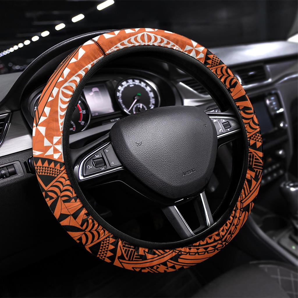 Tonga Tailulu College Steering Wheel Cover Since 1967 Special Kupesi Pattern Version 2 LT9 Universal Fit Black - Polynesian Pride