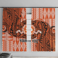 Personalised Tonga Tailulu College Window Curtain Since 1967 Special Kupesi Pattern Version 2 LT9 With Hooks Black - Polynesian Pride