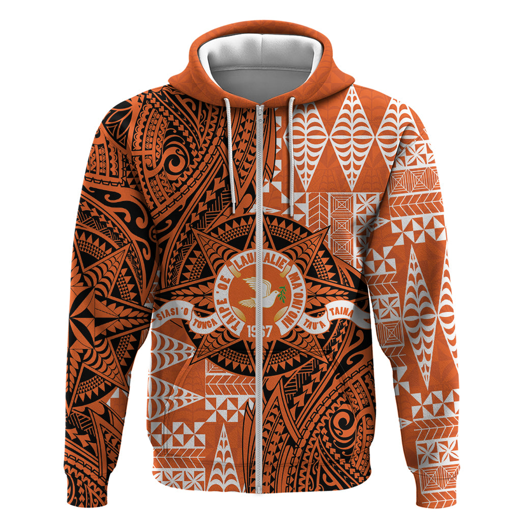 Personalised Tonga Tailulu College Zip Hoodie Since 1967 Special Kupesi Pattern Version 2 LT9 Zip Hoodie Black - Polynesian Pride