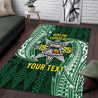 Personalised Tonga Takuilau College Area Rug Since 1975 Special Kupesi Pattern LT9 Green - Polynesian Pride