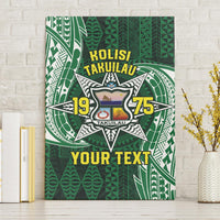 Personalised Tonga Takuilau College Canvas Wall Art Since 1975 Special Kupesi Pattern LT9 Without Frame Green - Polynesian Pride