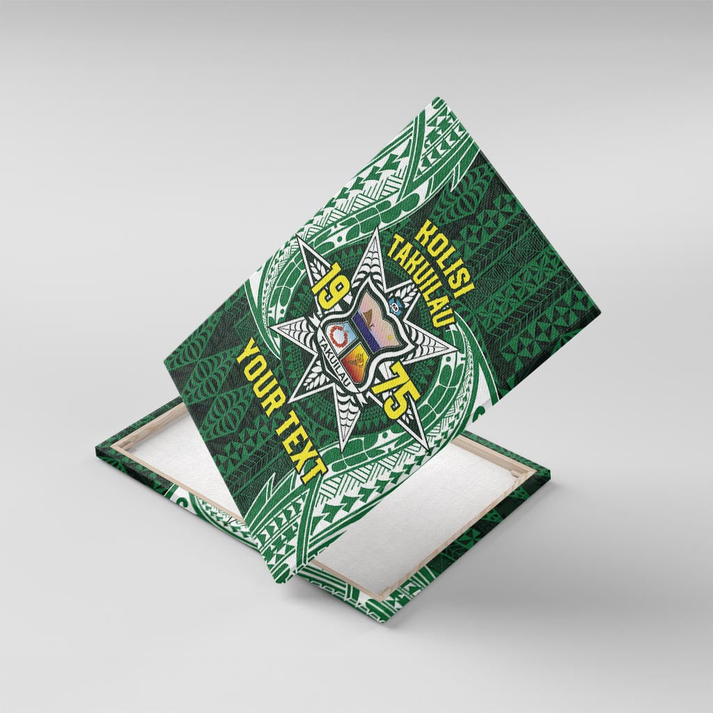 Personalised Tonga Takuilau College Canvas Wall Art Since 1975 Special Kupesi Pattern LT9 With Frame Green - Polynesian Pride