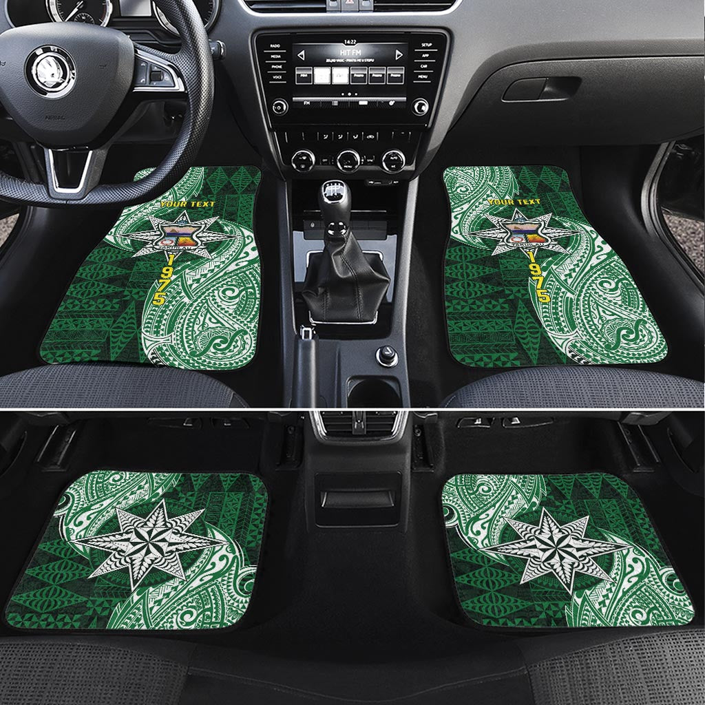 Personalised Tonga Takuilau College Car Mats Since 1975 Special Kupesi Pattern LT9 Set 4pcs Green - Polynesian Pride