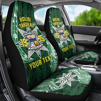 Personalised Tonga Takuilau College Car Seat Cover Since 1975 Special Kupesi Pattern LT9 - Polynesian Pride