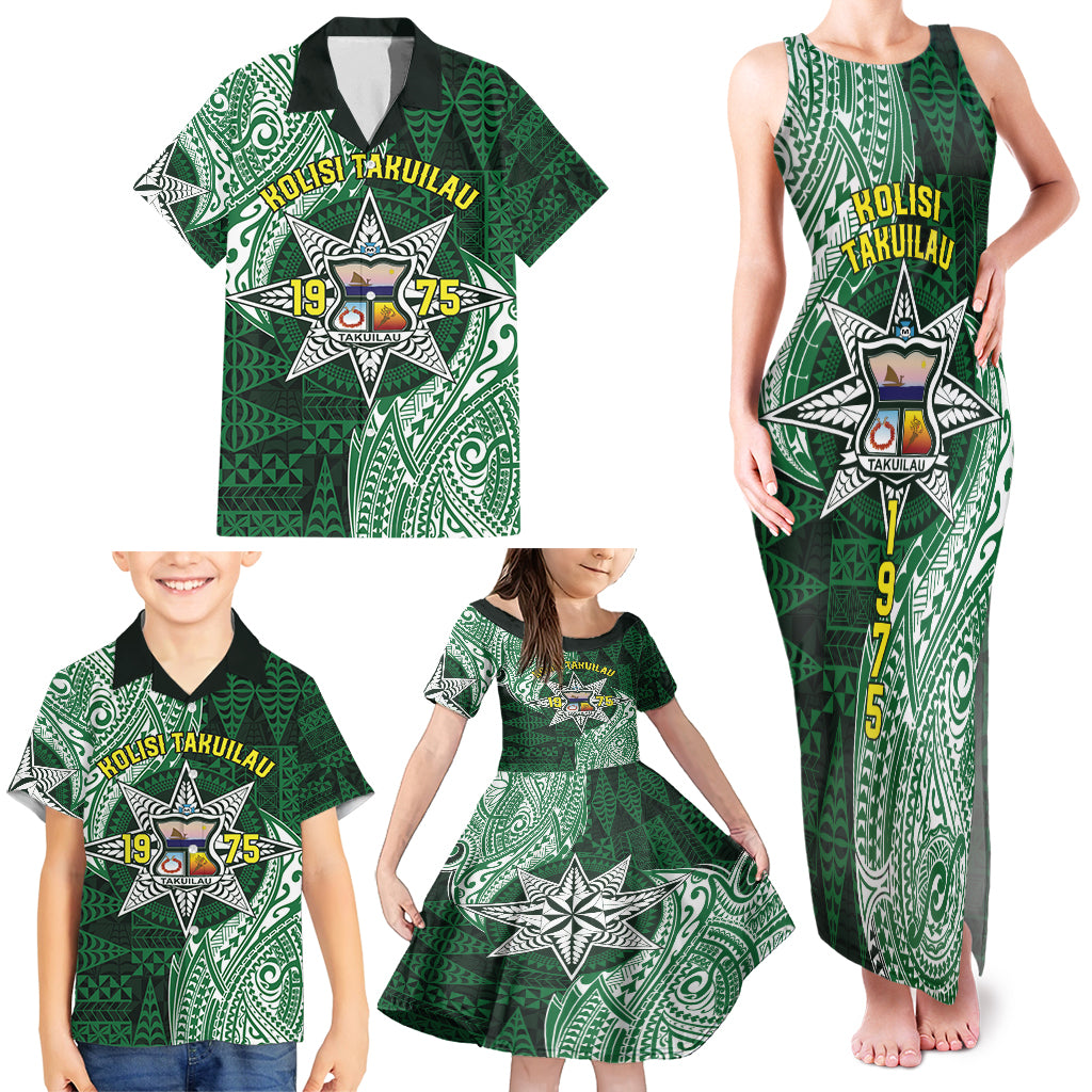 Personalised Tonga Takuilau College Family Matching Tank Maxi Dress and Hawaiian Shirt Since 1975 Special Kupesi Pattern