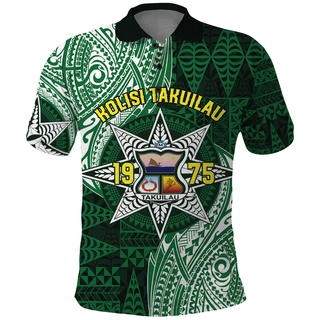 Personalised Tonga Takuilau College Polo Shirt Since 1975 Special Kupesi Pattern LT9 Green - Polynesian Pride