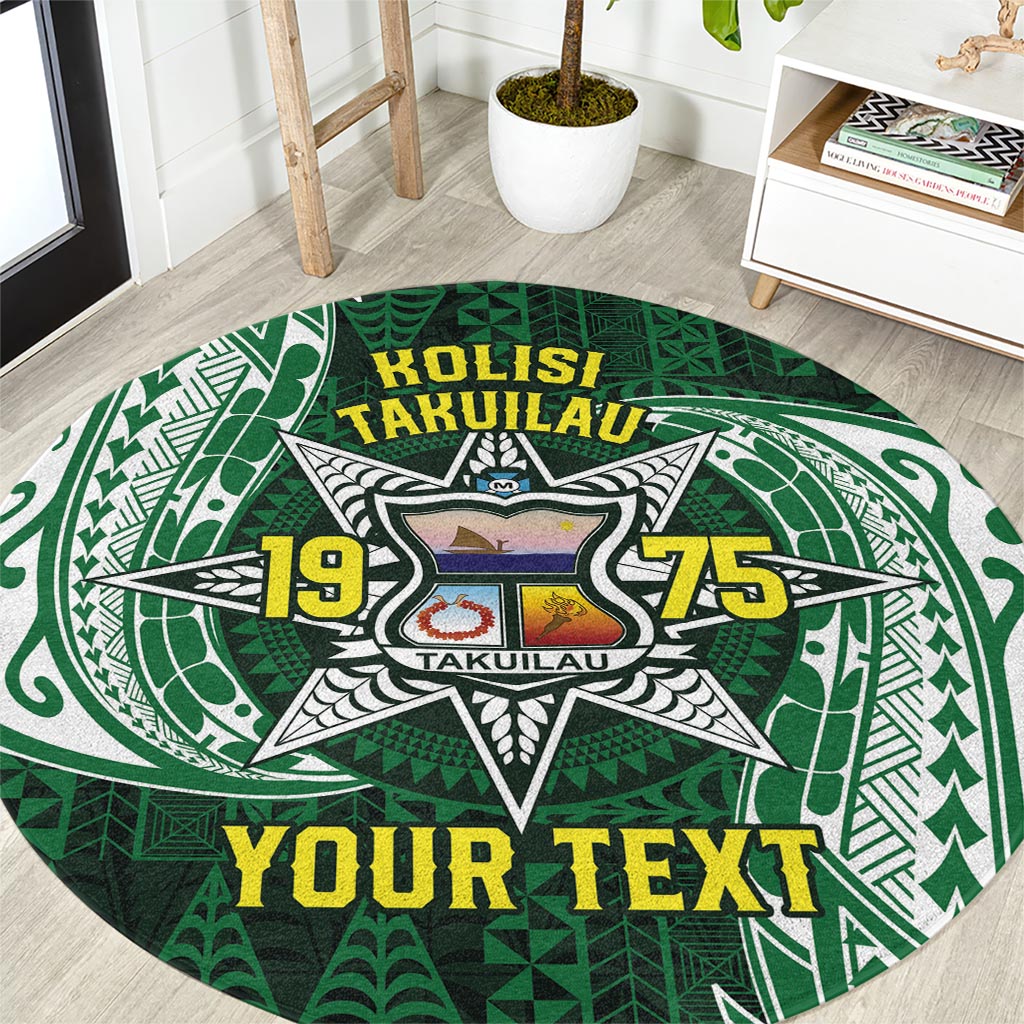 Personalised Tonga Takuilau College Round Carpet Since 1975 Special Kupesi Pattern LT9 Green - Polynesian Pride
