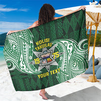 Personalised Tonga Takuilau College Sarong Since 1975 Special Kupesi Pattern LT9 One Size 44 x 66 inches Green - Polynesian Pride