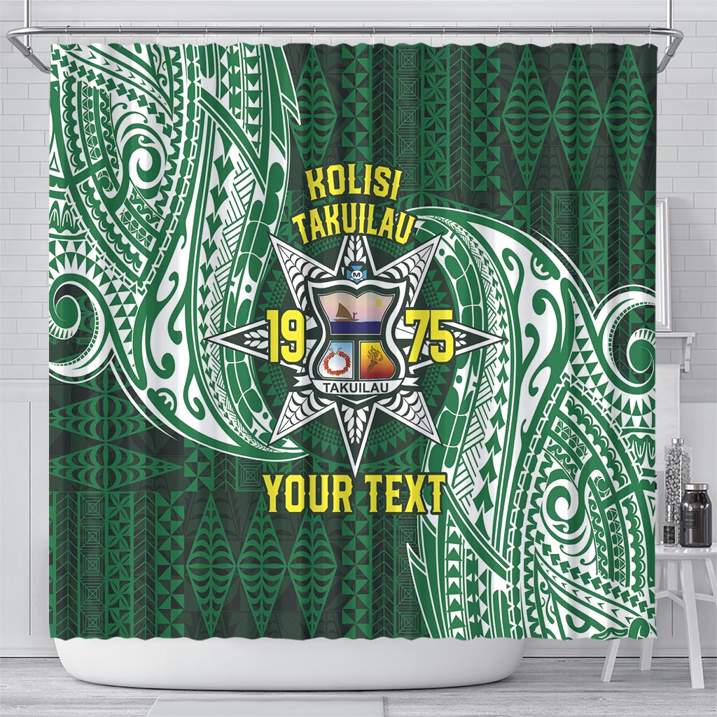 Personalised Tonga Takuilau College Shower Curtain Since 1975 Special Kupesi Pattern LT9 - Polynesian Pride