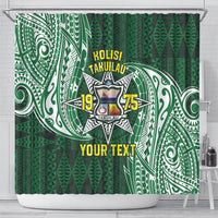 Personalised Tonga Takuilau College Shower Curtain Since 1975 Special Kupesi Pattern LT9 - Polynesian Pride