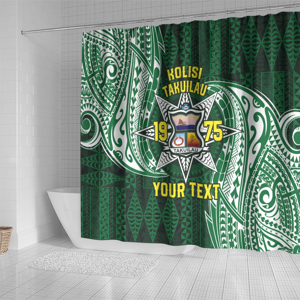 Personalised Tonga Takuilau College Shower Curtain Since 1975 Special Kupesi Pattern LT9 - Polynesian Pride
