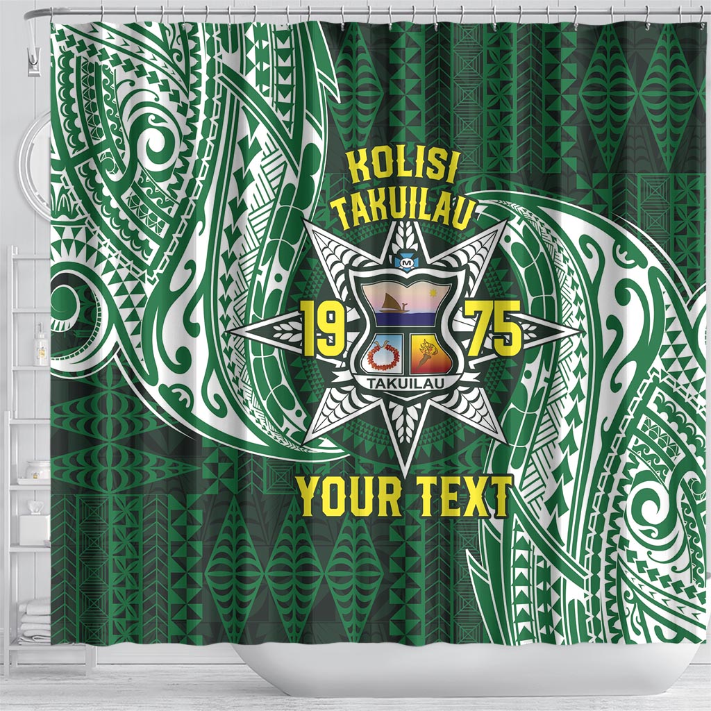 Personalised Tonga Takuilau College Shower Curtain Since 1975 Special Kupesi Pattern LT9 - Polynesian Pride