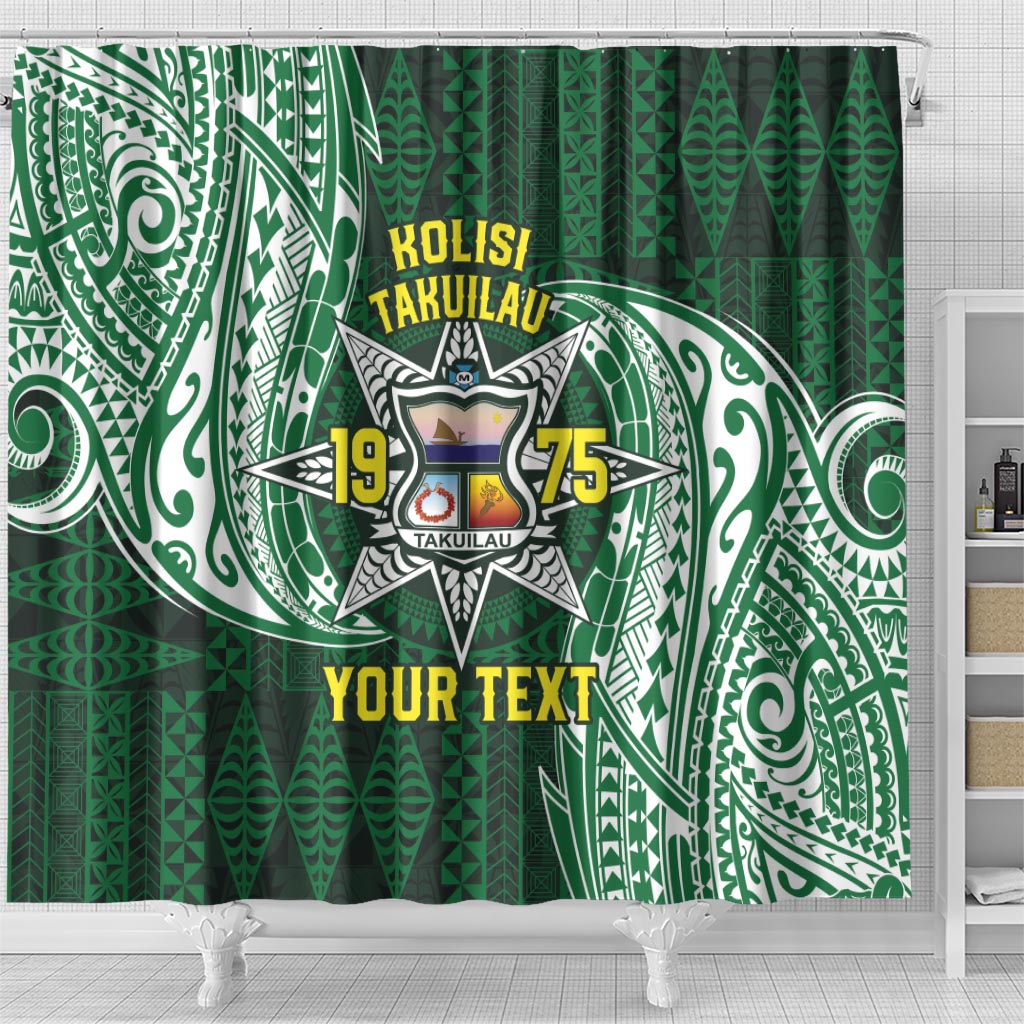 Personalised Tonga Takuilau College Shower Curtain Since 1975 Special Kupesi Pattern LT9 - Polynesian Pride