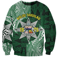 Personalised Tonga Takuilau College Sweatshirt Since 1975 Special Kupesi Pattern LT9 Unisex Green - Polynesian Pride