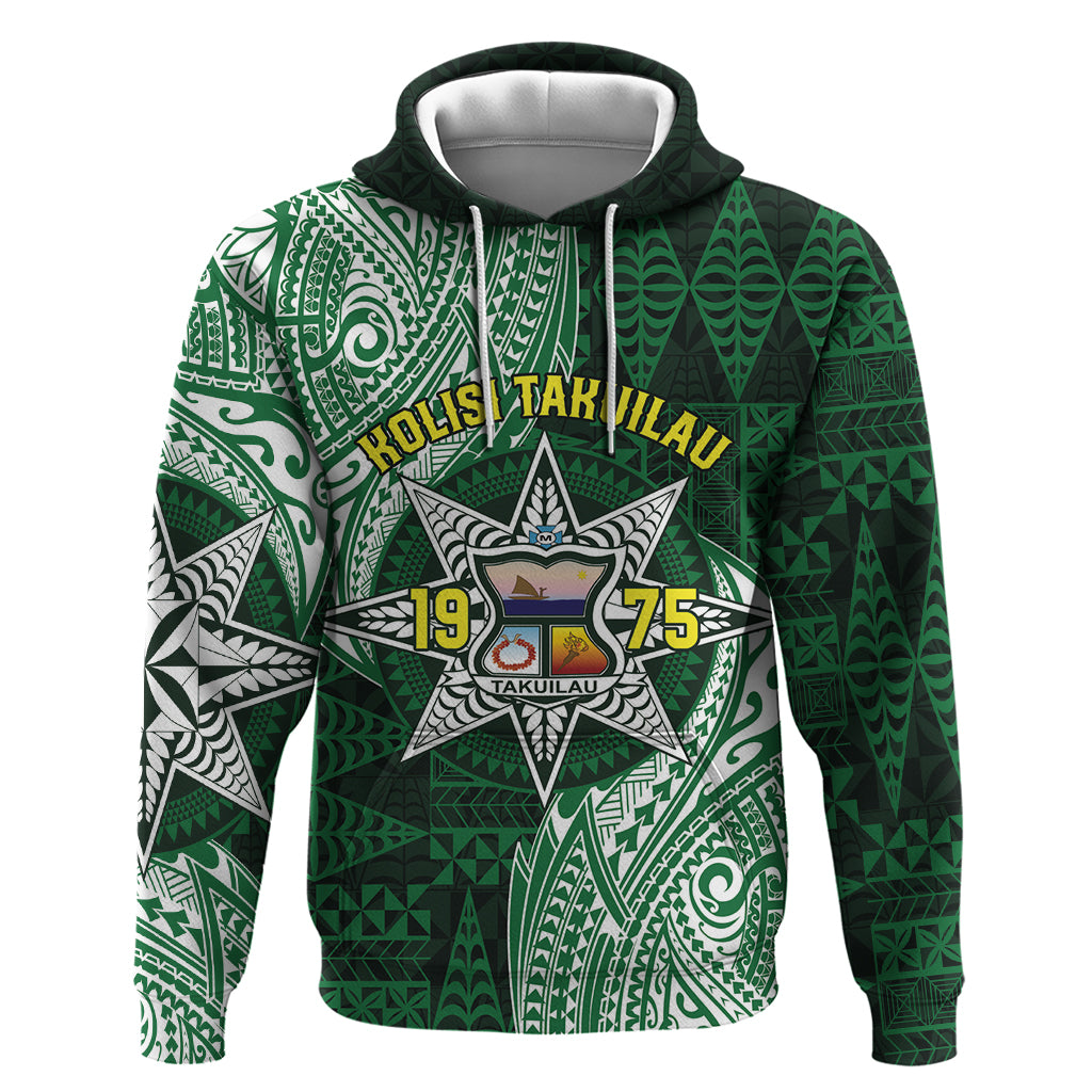 Personalised Tonga Takuilau College Zip Hoodie Since 1975 Special Kupesi Pattern LT9 Pullover Hoodie Green - Polynesian Pride
