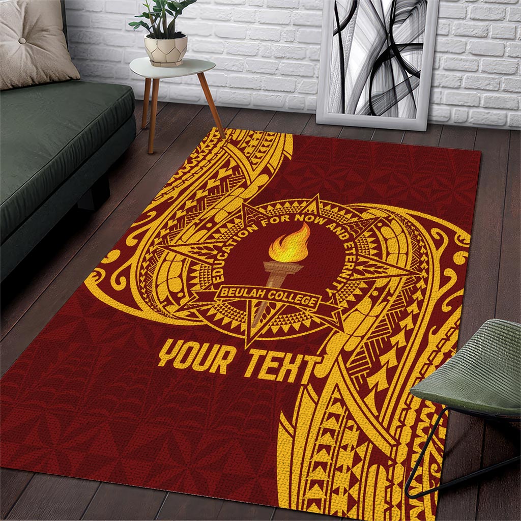 Personalised Tonga Beulah College Area Rug Since 1938 Special Kupesi Pattern LT9 Gold - Polynesian Pride