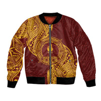 Personalised Tonga Beulah College Bomber Jacket Since 1938 Special Kupesi Pattern LT9 Unisex Gold - Polynesian Pride