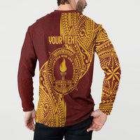 Personalised Tonga Beulah College Button Sweatshirt Since 1938 Special Kupesi Pattern LT9 - Polynesian Pride