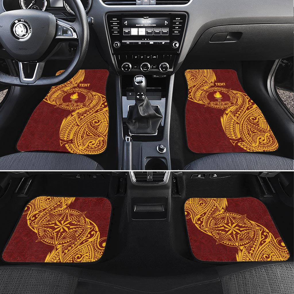 Personalised Tonga Beulah College Car Mats Since 1938 Special Kupesi Pattern LT9 Set 4pcs Gold - Polynesian Pride