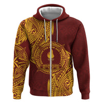 Personalised Tonga Beulah College Hoodie Since 1938 Special Kupesi Pattern LT9 Zip Hoodie Gold - Polynesian Pride