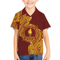 Personalised Tonga Beulah College Kid Hawaiian Shirt Since 1938 Special Kupesi Pattern LT9 Kid Gold - Polynesian Pride