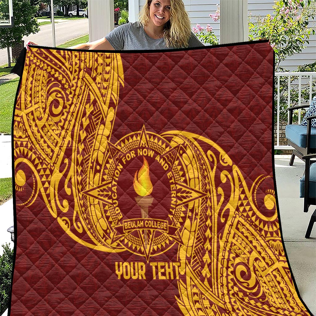 Personalised Tonga Beulah College Quilt Since 1938 Special Kupesi Pattern LT9 Gold - Polynesian Pride